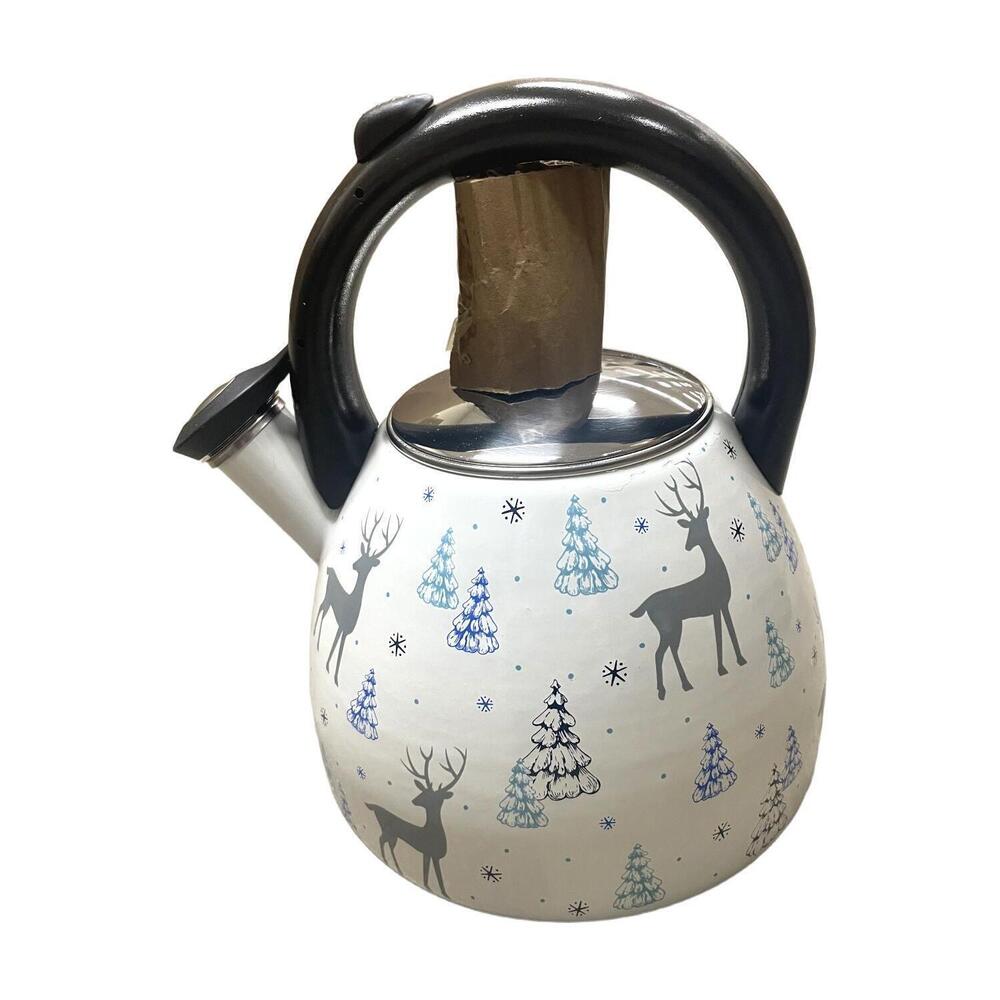 Temp-tations Seasonal 2.6-qt Enamel on Steel Tea Kettle Deer